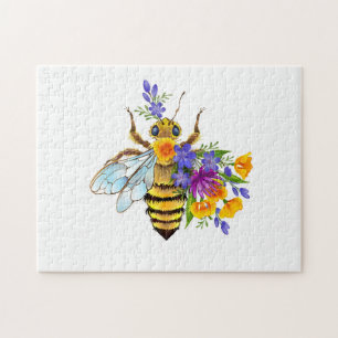 Bloem bij met wilde planten legpuzzel