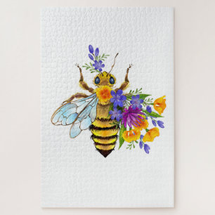 Bloem bij met wilde planten legpuzzel