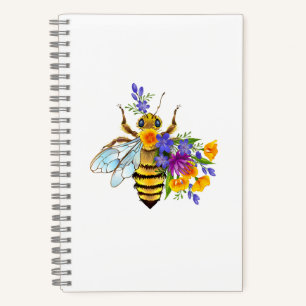 Bloem bij met wilde planten notitieboek