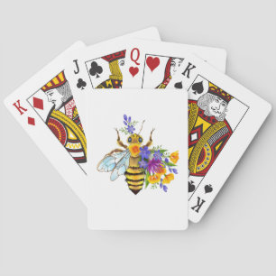 Bloem bij met wilde planten pokerkaarten