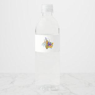 Bloem bij met wilde planten waterfles etiket