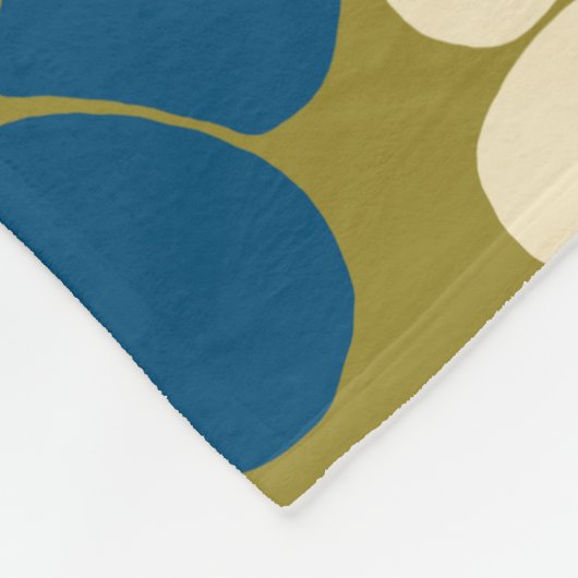 Bloem - blauw, olijfgroen, roze en crème fleece deken (Hoek)