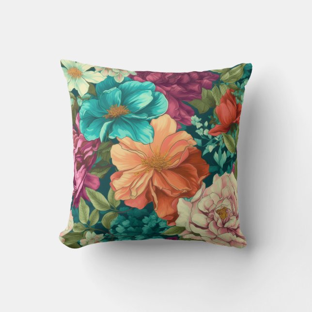 Bloem Bloem Levendig Rozen Interieur Kussen (Voorkant)