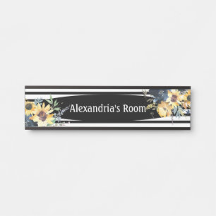 Bloem bloemen zwart en wit meisjes deur bord deurbordje