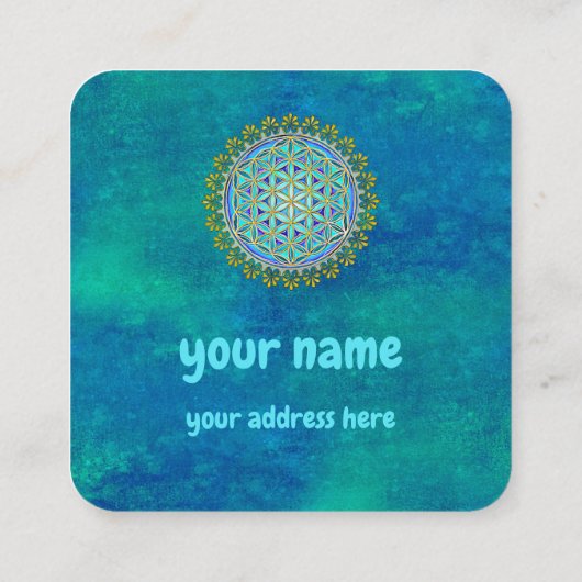 bloem - bloesems 1 vierkante visitekaartje (Achterkant)