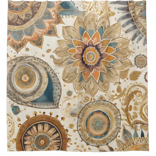 Bloem Boho douchegordijn (Voorkant)