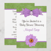 Bloem, boog en lieveheersbeestje Baby shower uitno Kaart (Voorkant / Achterkant)