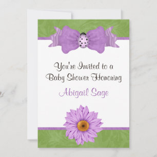 Bloem, boog en lieveheersbeestje Baby shower uitno Kaart