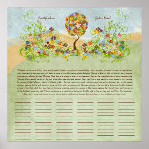 Bloem Boom Print Huwelijkscertificaat van de Quak