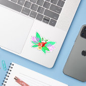 Bloem Botanisch 2 Sticker (Laptop met iPhone)