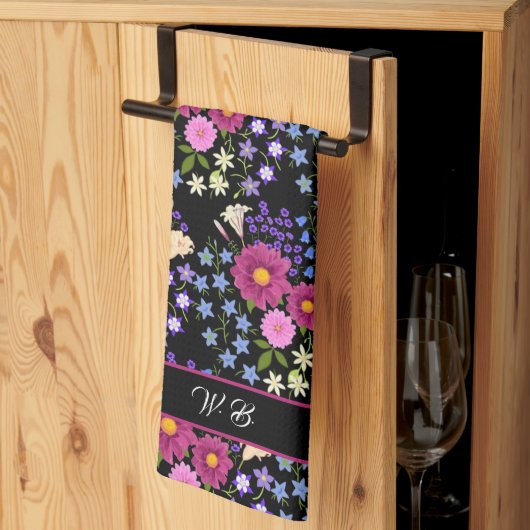 Bloem Bouquet Monogram Black Theedoek (Derde Gevouwen)