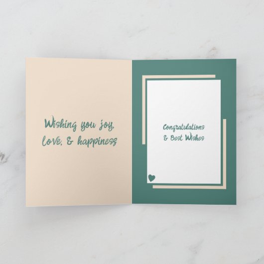 Bloem Bruiloft Gefeliciteerd groene perzik Kaart (Binnen)