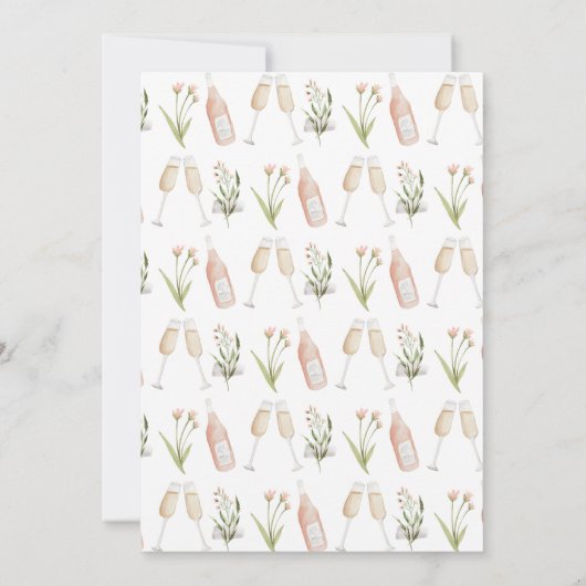 bloem champagne moderne script bloemen aankondiging (Achterkant)