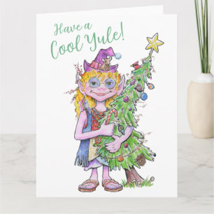 Bloem, de boomknuffelende Hippie Elf Kaart