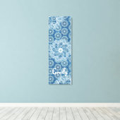Bloem & denim triptiek (3-delig) blauwe canvas oms afdruk (Insitu (Houten vloer))