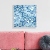 Bloem & denim vervaagd aqua vierkant canvas wrap (Insitu (Woonkamer))