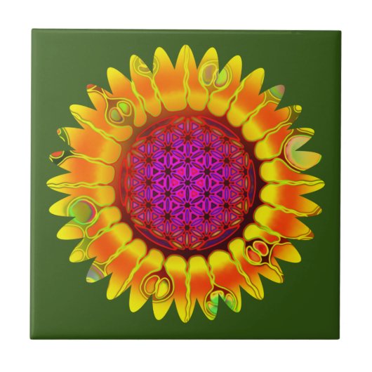 Bloem Des Levens - Geometrische Bloesem 4 Tegeltje (Voorkant)