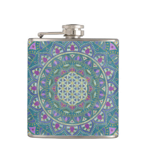 Bloem Des Levens - Mandala India-stijl 1 Heupfles