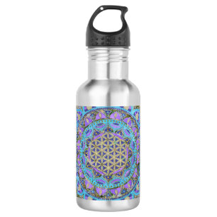 Bloem Des Levens - Mandala India Stijl 2 Waterfles