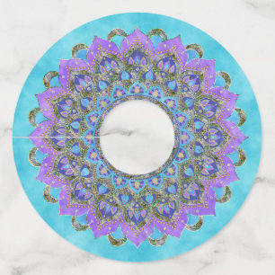 Bloem Des Levens - Mandala India Stijl 2 Wijnglaslabel