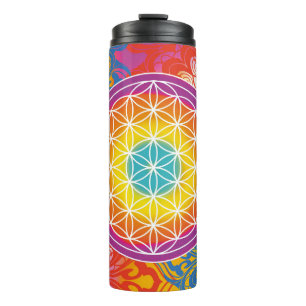 Bloem des levens mandala zen thermosbeker