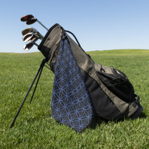 Bloem des Levens Patroon – Blauw op Zwart Golfhanddoek