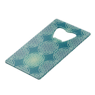 Bloem des Levens - stempelpatroon - cyaanblauw Kredietkaart Flessenopener