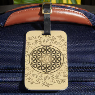 Bloem des Levens - Vintage Ornamenten Mandala 2 Bagagelabel
