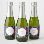 Bloem donkere Waterverf Sparkling Wijnetiket (Flessen)