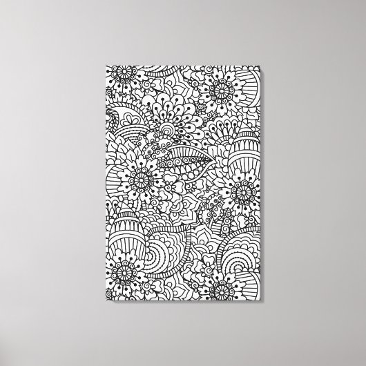 Bloem Doodle 6 Canvas Afdruk (Voorkant)