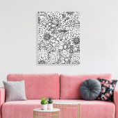 Bloem Doodle 6 Canvas Afdruk (Insitu (Woonkamer))