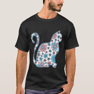Bloem doodle kat LGBTQ+ Trans Pride Vlag T-shirt