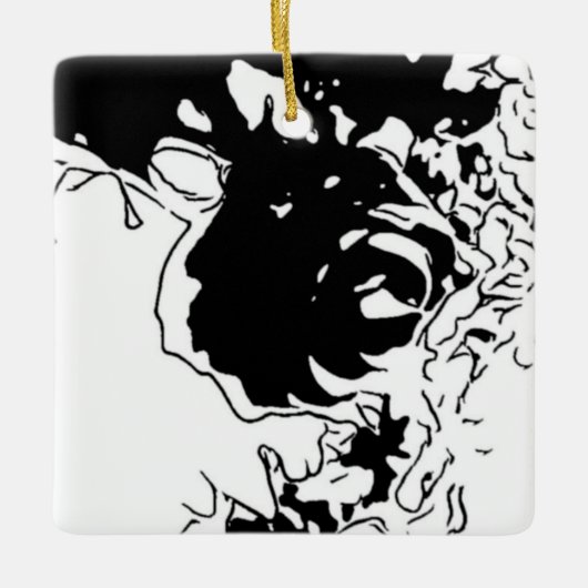 Bloem Doodle Keramisch Ornament (Voorkant)