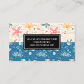 Bloem Doodles | Blauwe Witte Bloemen Visitekaartje (Achterkant)