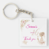 Bloem Droomachtige Zachte Sweet 16 Verjaardag Acry Sleutelhanger (voorkant)