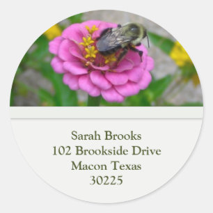 Bloem en Bee Adreslabel Ronde Sticker