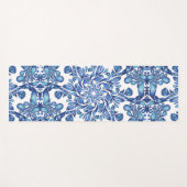 Bloem- en bladmandala in blauwvintonijn yogamat (Voorkant (horizontaal))