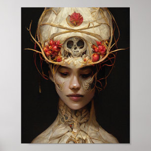 Bloem en bot 2 Surreëel getikte fantastische kunst Poster