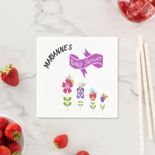 Bloem en Bugs Baby Shower Naam Accent Servet