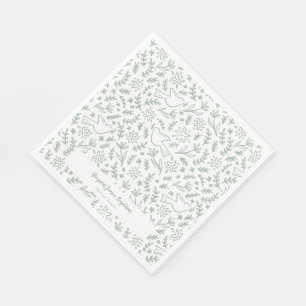 Bloem- en christelijke symbolen lunchnapkins groen servet