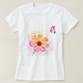 Bloem en een vlinder T-shirt