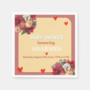 Bloem en Hart Baby Shower Uitnodiging Servet