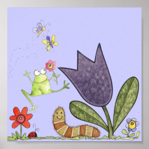 bloem en kikker poster