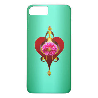 bloem en muzikaal hart ontwerp iPhone 8 plus / 7 plus hoesje