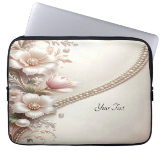 Bloem- en parelversieringen laptophoes laptop sleeve