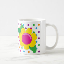 Bloem- en pooldots koffiemok