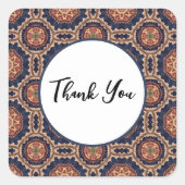 Bloem en Sterrenvormen Patroon - Dank u Vierkante Sticker (Voorkant)