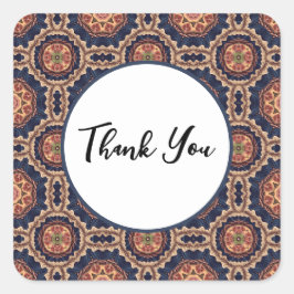 Bloem en Sterrenvormen Patroon - Dank u Vierkante Sticker