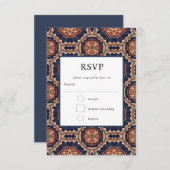 Bloem- en stervormen decoratief ontwerp bruiloft RSVP kaartje (Voorkant / Achterkant)