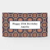 Bloem- en stervormen Decoratief Ontwerp Verjaardag Spandoek (Horizontaal)